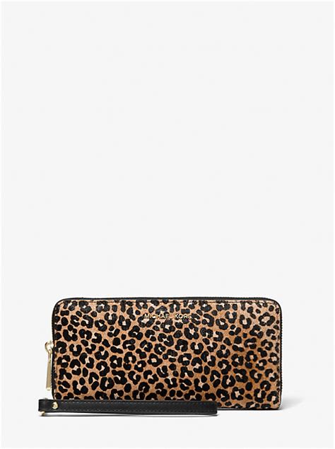 michael michael kors leopard print calf hair continental wristlet|Michael Kors.